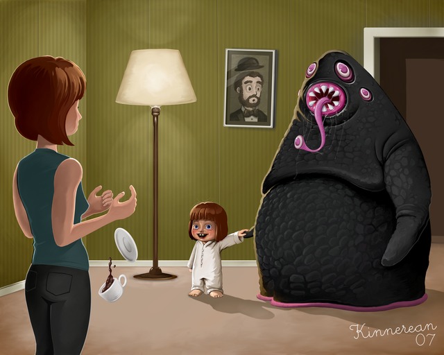 Mom, look what was under my bed! Can I keep it? by Kinnerean